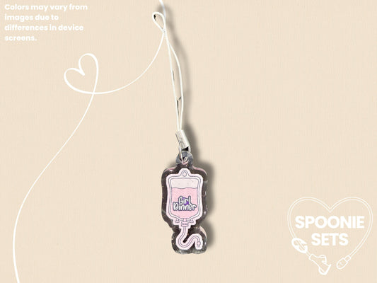 Girl Dinner Acrylic Phone Charm Keychain: TPN Parenteral Infusion Bag