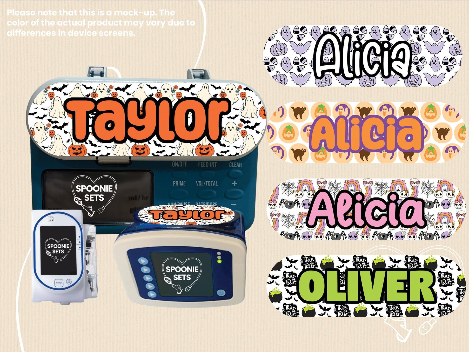 Halloween Feeding Tube TPN Pump Sticker: Pumpkin Ghosts, Skulls, Spiders