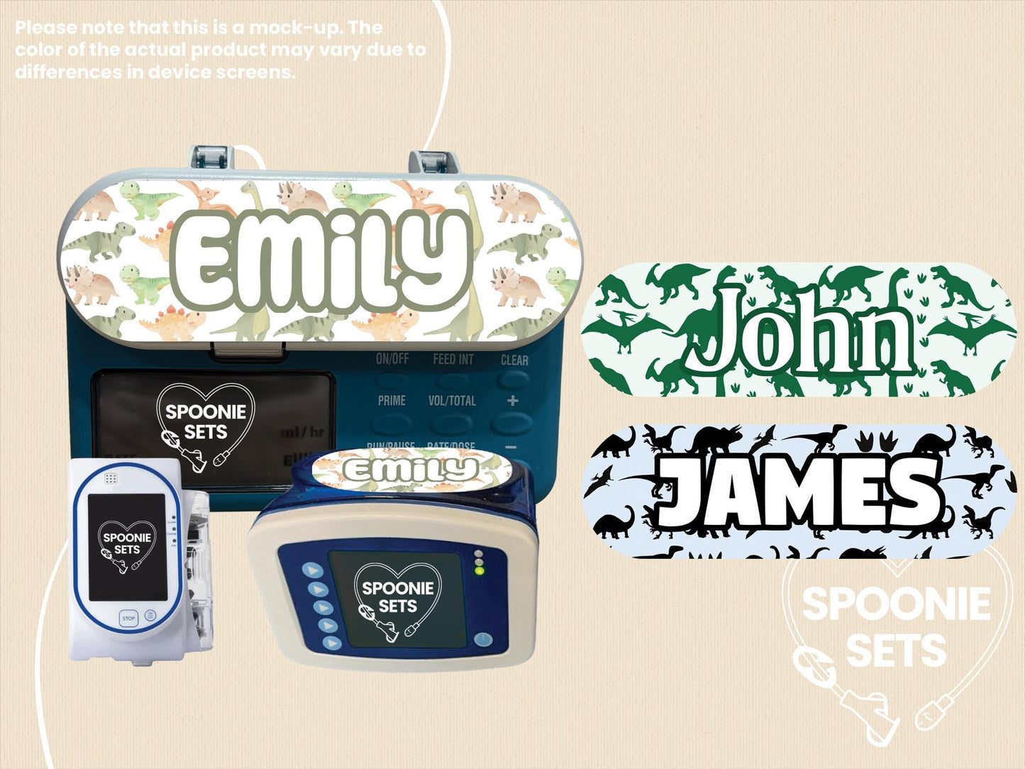 Dinosaur Feeding Tube Pump Sticker: Watercolor Dino, Dinosaur Tracks