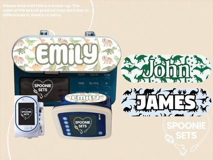 Dinosaur Feeding Tube Pump Sticker: Watercolor Dino, Dinosaur Tracks