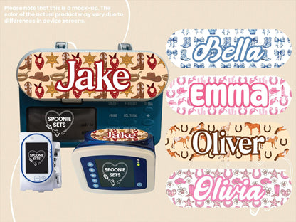 Western Feeding Tube TPN Pump Sticker: Disco Cowgirl, Bows, Boots