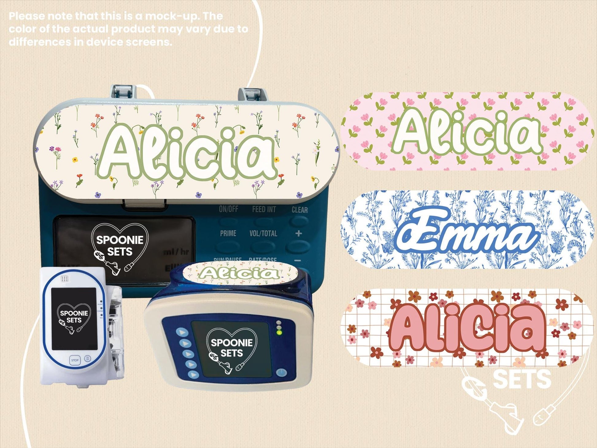 Floral Feeding Tube TPN Pump Sticker: Wildflower, Tulip, Daisy Design