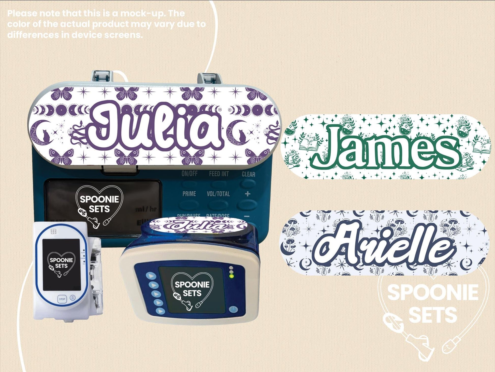 Witchy Feeding Tube TPN Pump Sticker: Purple Magic, Mushrooms, Potions