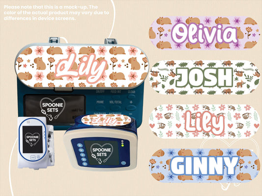 Feeding Tube TPN Pump Sticker: Animal Designs - Capybara, Sloth