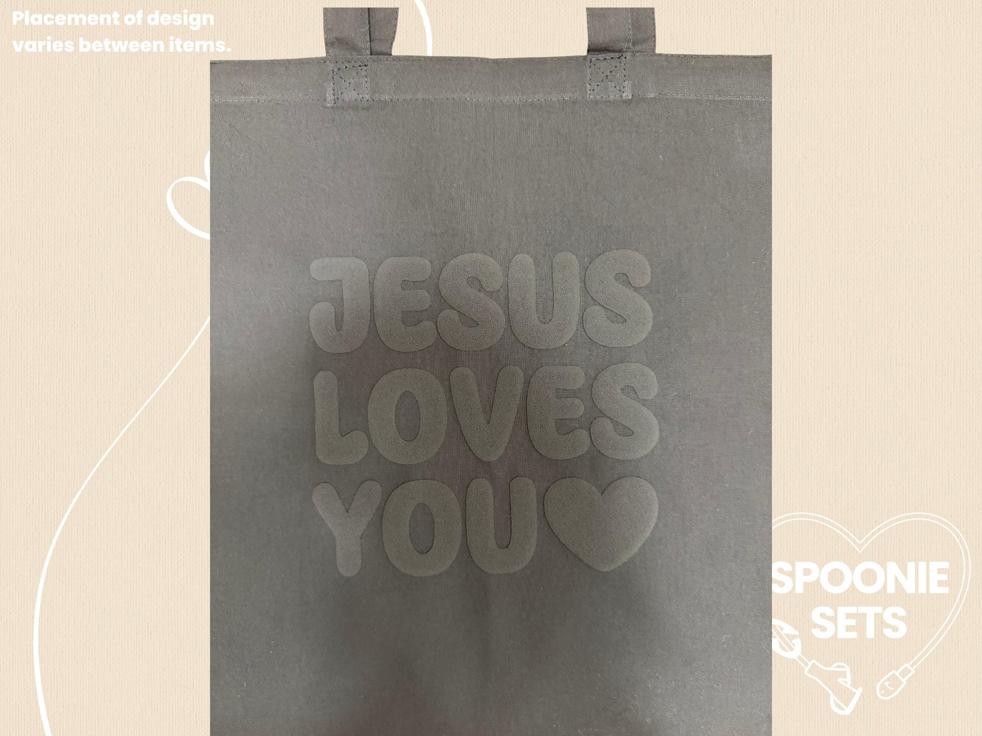 Monochrome Black Tote Bag: Jesus Loves You