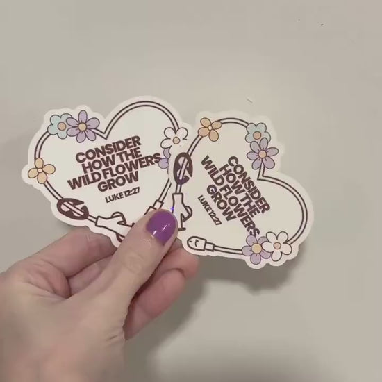 Wildflower Feeding Tube Heart Sticker: Christian Spoonie Decal