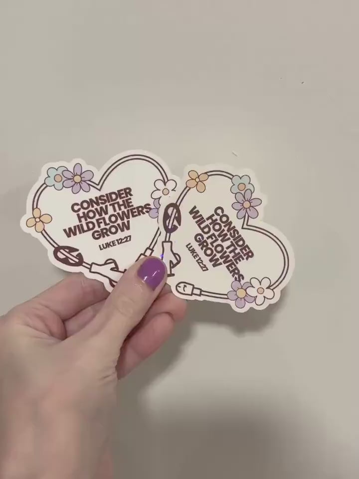 Wildflower Feeding Tube Heart Sticker: Christian Spoonie Decal