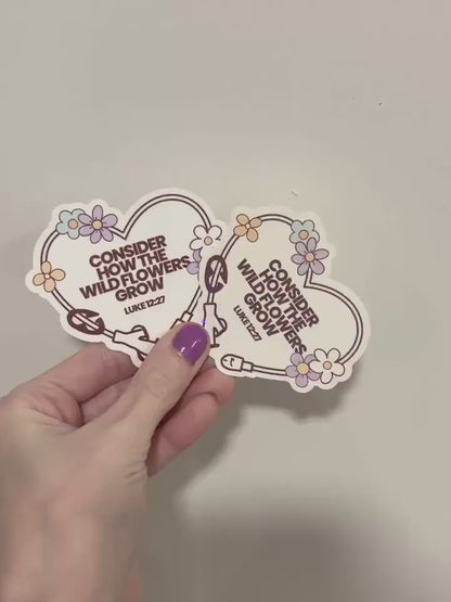 Wildflower Feeding Tube Heart Sticker: Christian Spoonie Decal