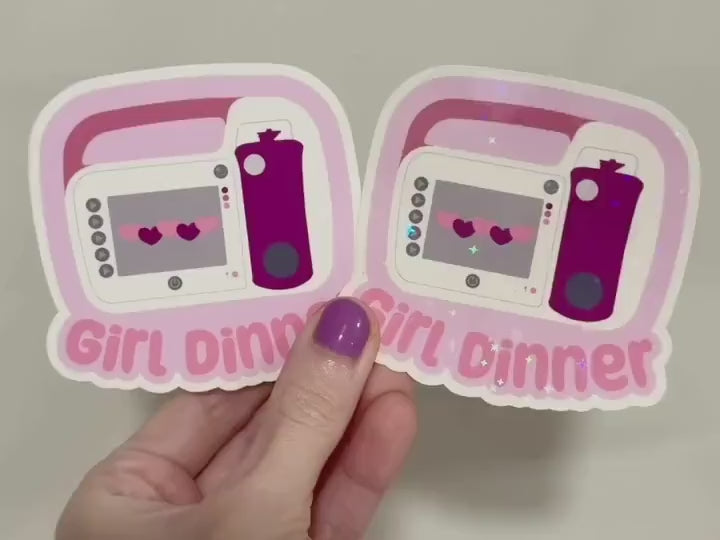 Girl Dinner Omni Feeding Tube Pump Sticker: Holo Glitter Tubie Decal