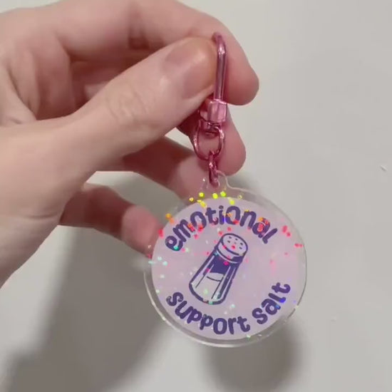 Emotional Support Salt Acrylic Keychain: Holographic POTS Dysautonomia Charm