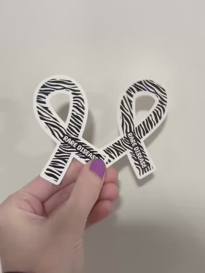 Rare Disease Awareness Sticker: Zebra Ribbon Decal