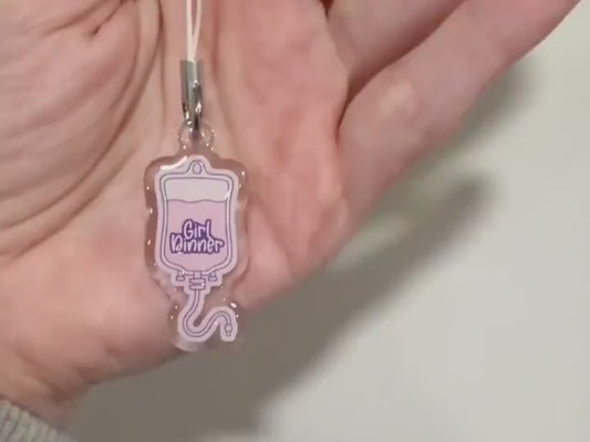 Girl Dinner Acrylic Phone Charm Keychain: TPN Parenteral Infusion Bag