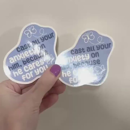 Christian Anxiety Sticker - Spoonie Sticker, Motivational Decal, Supportive Sticker, Faith, 1 Peter 5:7