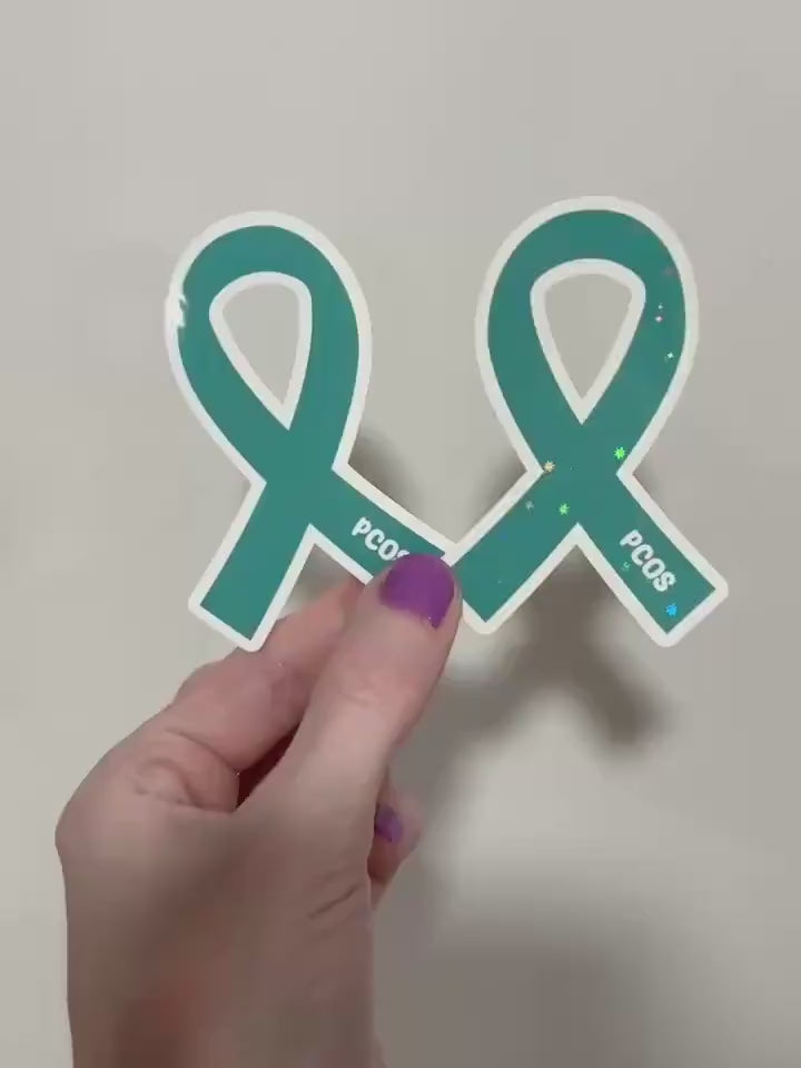 PCOS Awareness Ribbon Sticker: Polycystic Ovarian Syndrome Decal