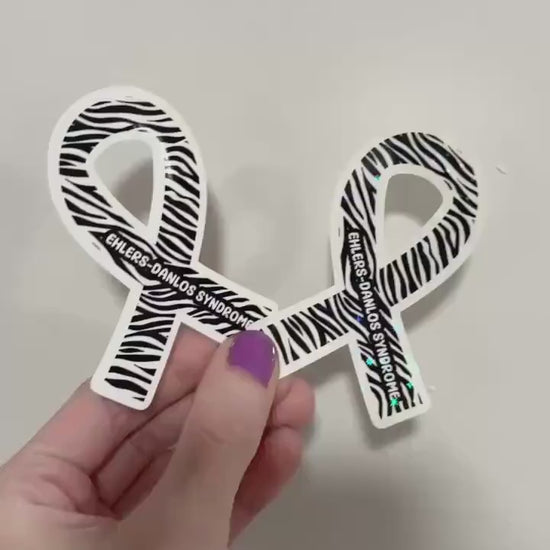 EDS Awareness Sticker: Zebra Ribbon Decal for Ehlers-Danlos Syndrome