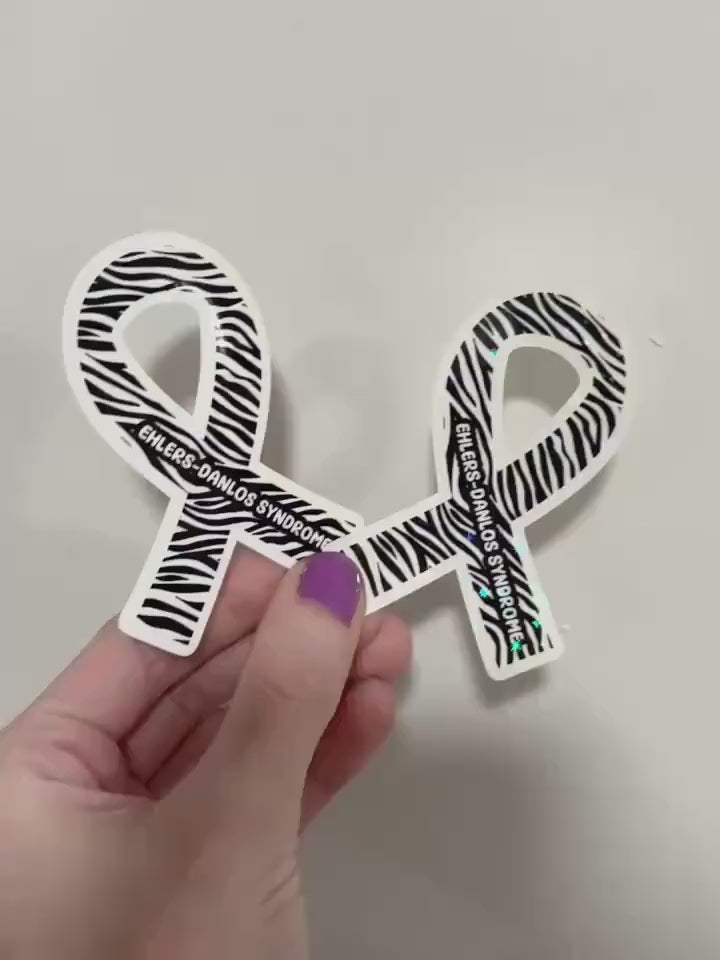 EDS Awareness Sticker: Zebra Ribbon Decal for Ehlers-Danlos Syndrome