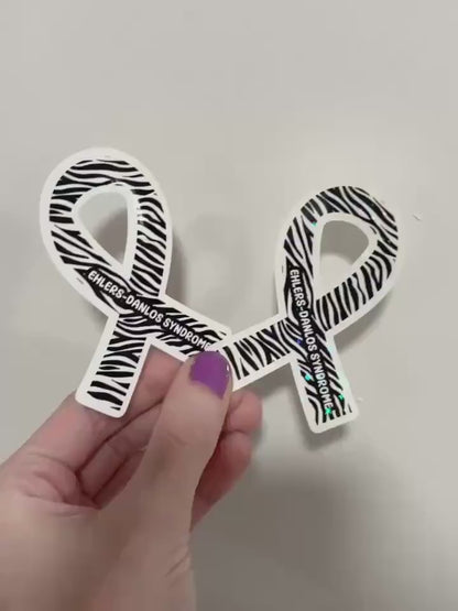 EDS Awareness Sticker: Zebra Ribbon Decal for Ehlers-Danlos Syndrome