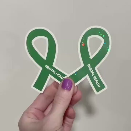 Mental Health Awareness Sticker: Green Ribbon Decal