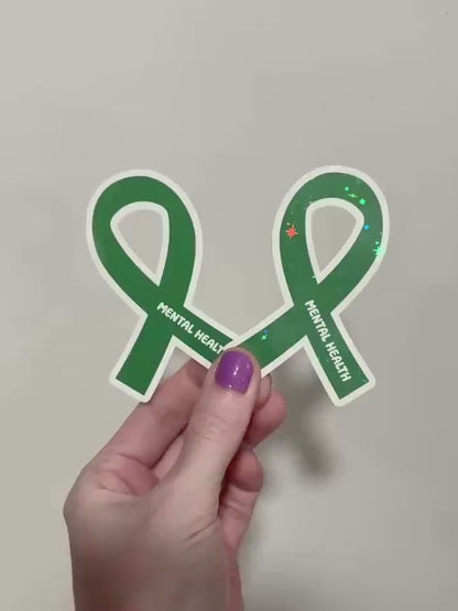 Mental Health Awareness Sticker: Green Ribbon Decal